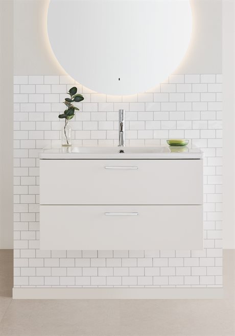 Noro Neo Tvättställsskåp vit matt 800 mm med tvättställ & handtag