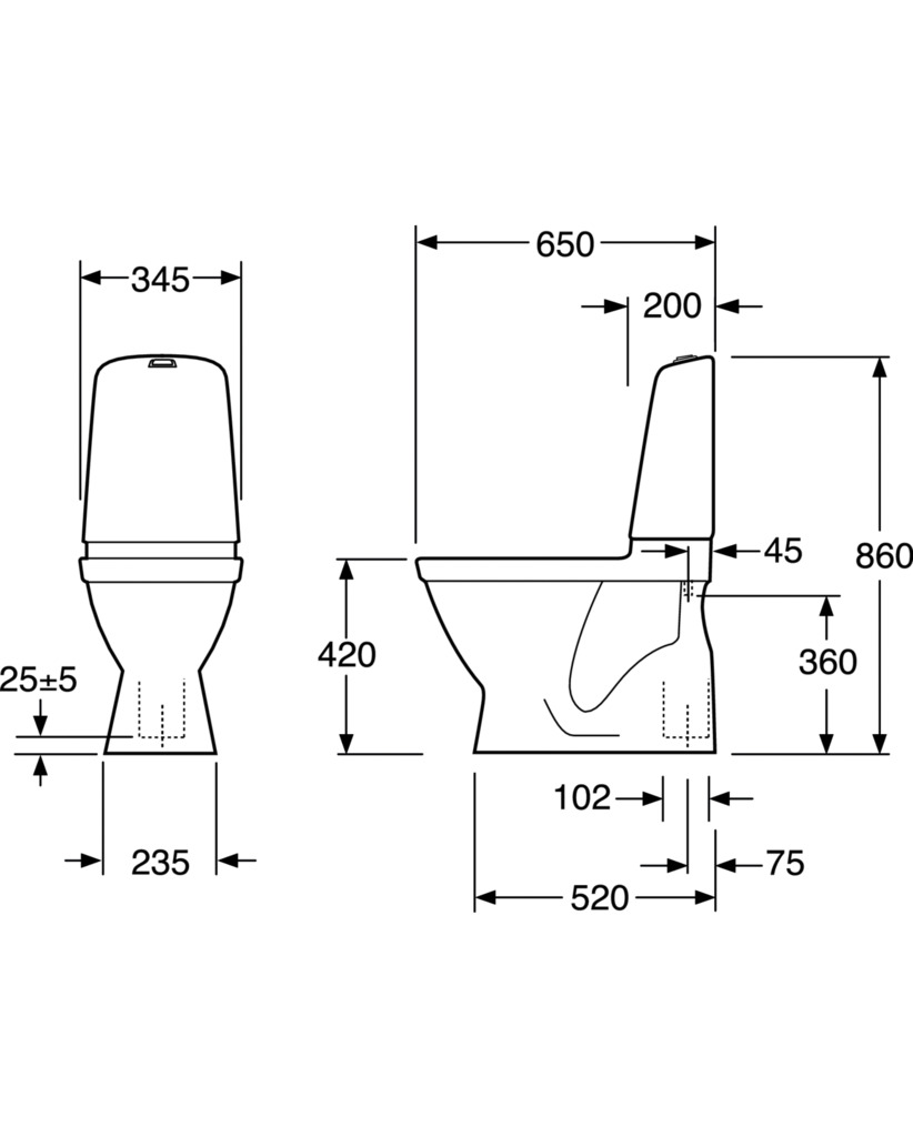 Toalettstol Gustavsberg Nautic 1500 C+ Hygienic Flush för Limning med ...